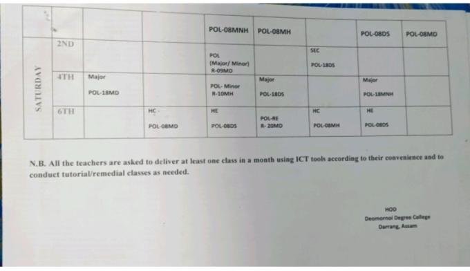 DAILY CLASS ROUTINE (JAN-JUNE/2025)
